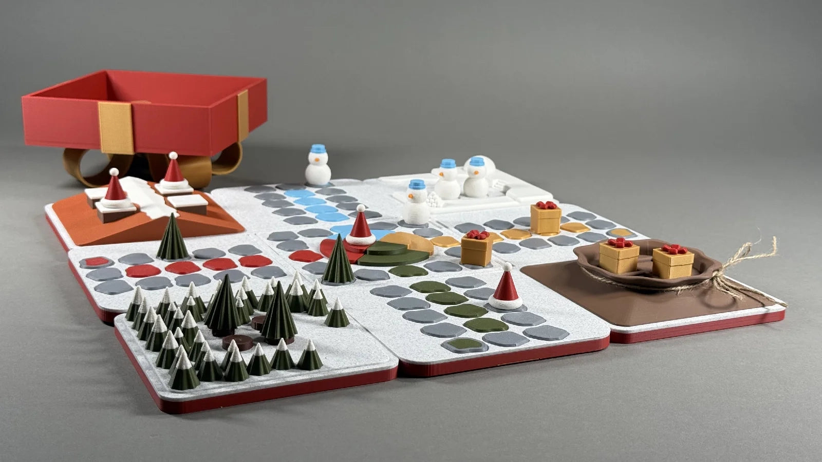 Detailed festive board game on a gray background