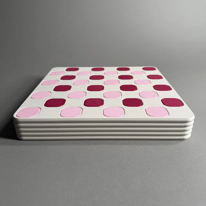 a side view of a pink 3d printed chess box